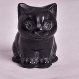 BLACK JASPER CAT CARVING P708