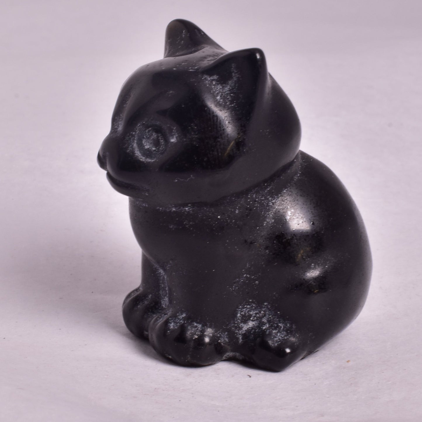 BLACK JASPER CAT CARVING P708