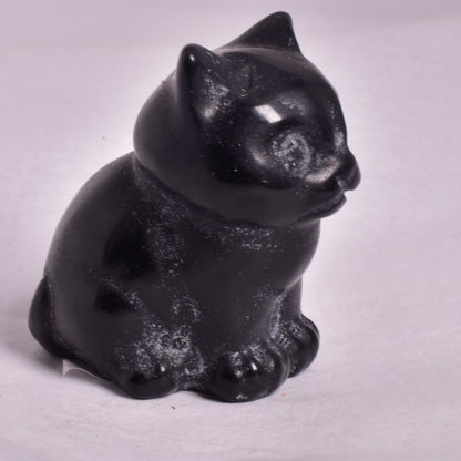 BLACK JASPER CAT CARVING P708