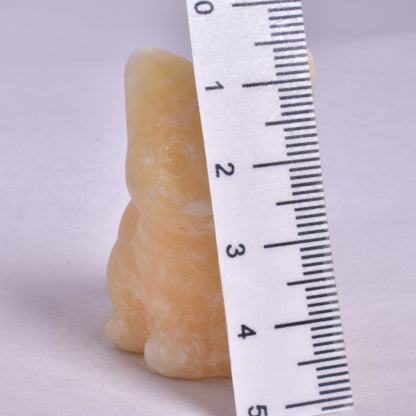 ORANGE CALCITE CAT CARVING P698