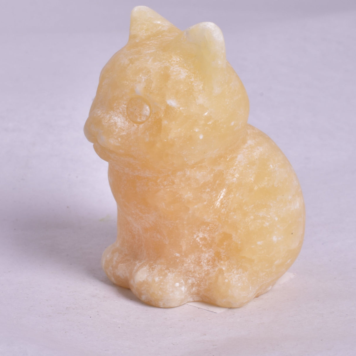ORANGE CALCITE CAT CARVING P698