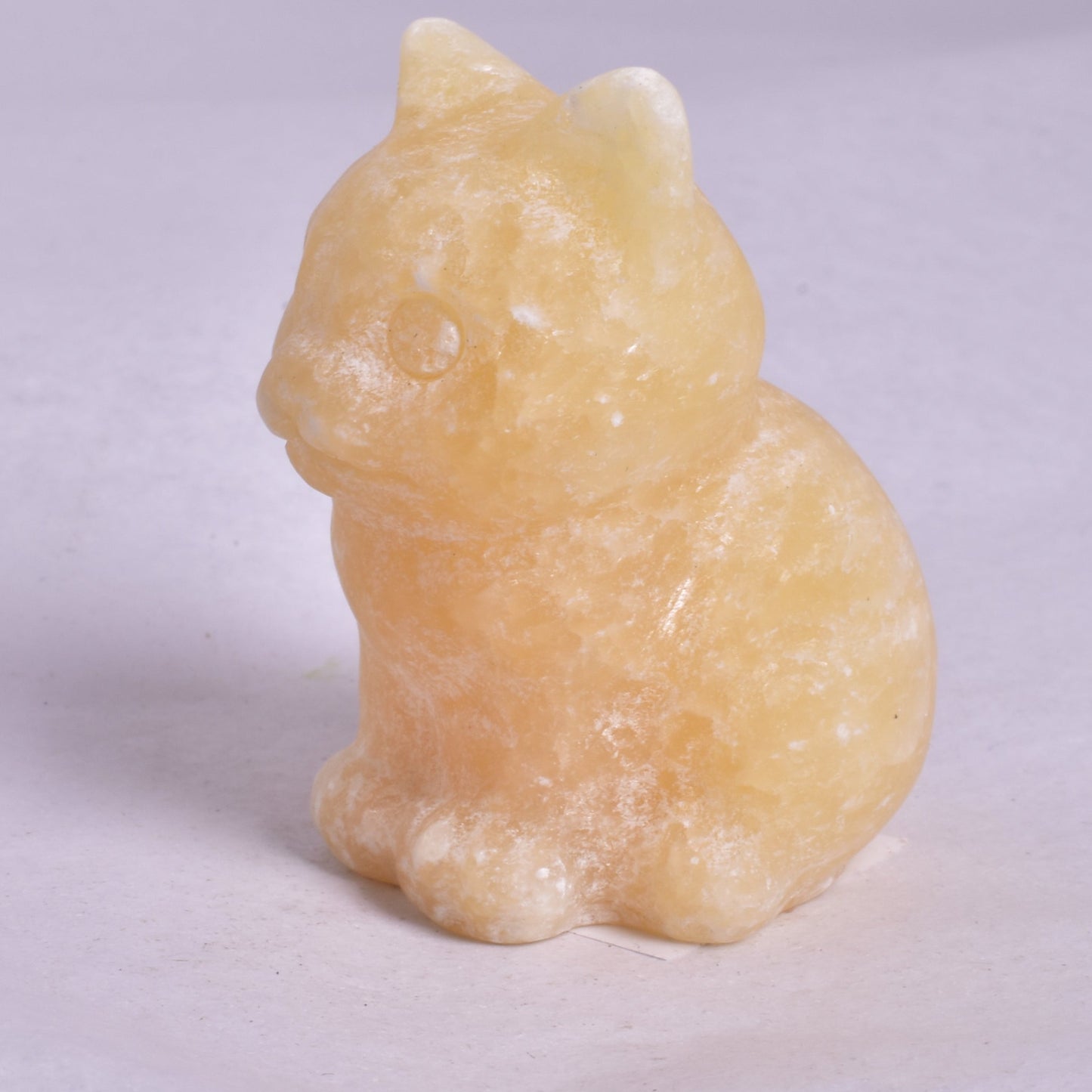 ORANGE CALCITE CAT CARVING P698