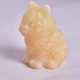 ORANGE CALCITE CAT CARVING P698