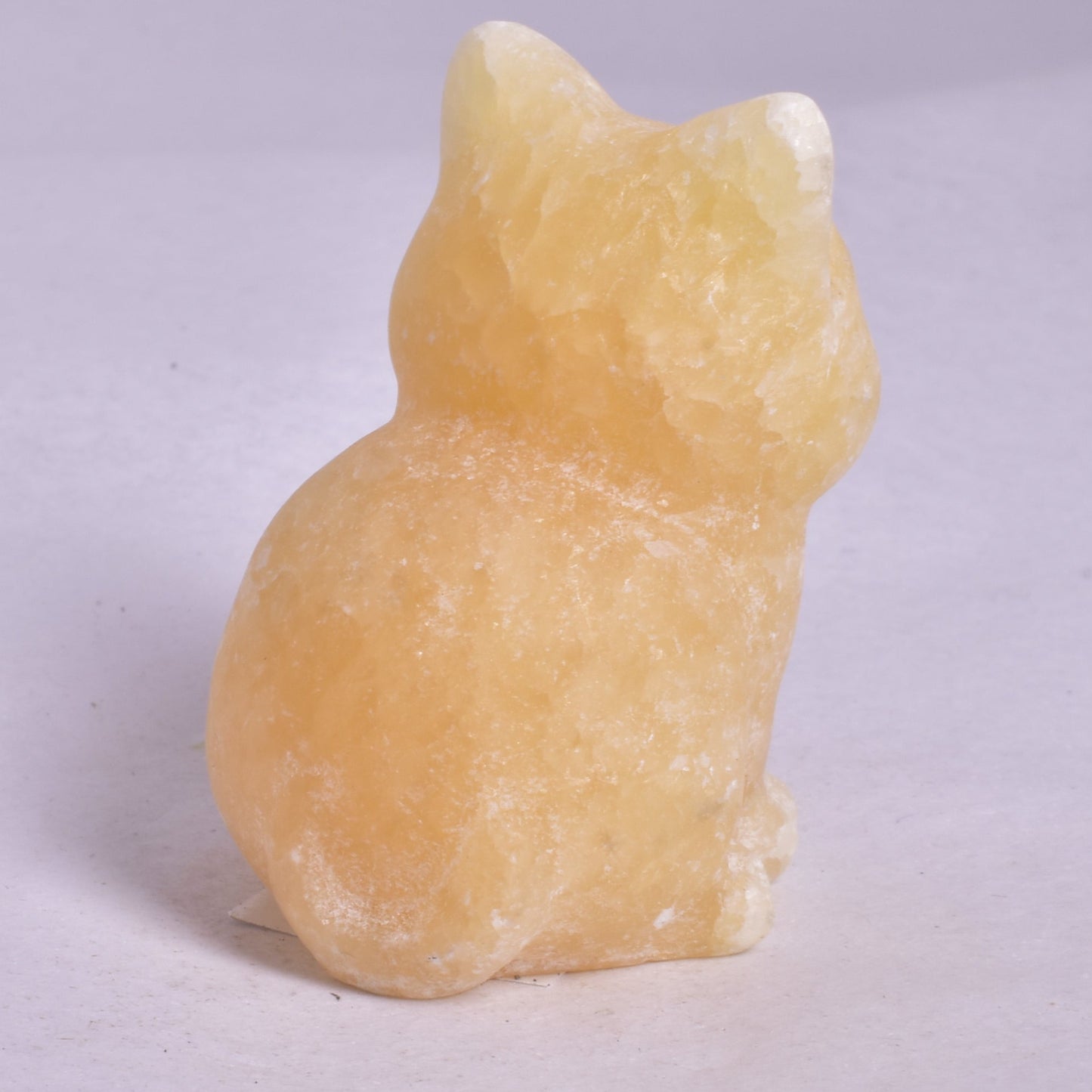 ORANGE CALCITE CAT CARVING P698