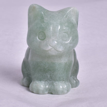 GREEN AVENTURINE CAT CARVING P699
