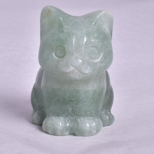 GREEN AVENTURINE CAT CARVING P699