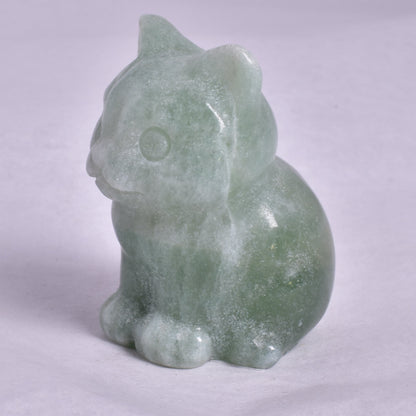 GREEN AVENTURINE CAT CARVING P699