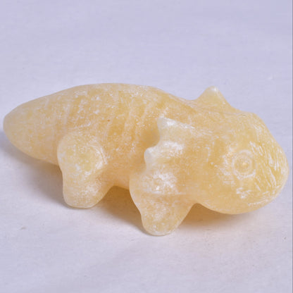 ORANGE CALCITE AXOLTL CARVING P1070