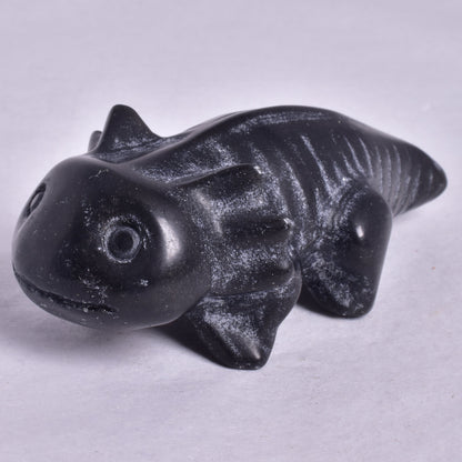 BLACK JASPER AXOLTL CARVING P1069