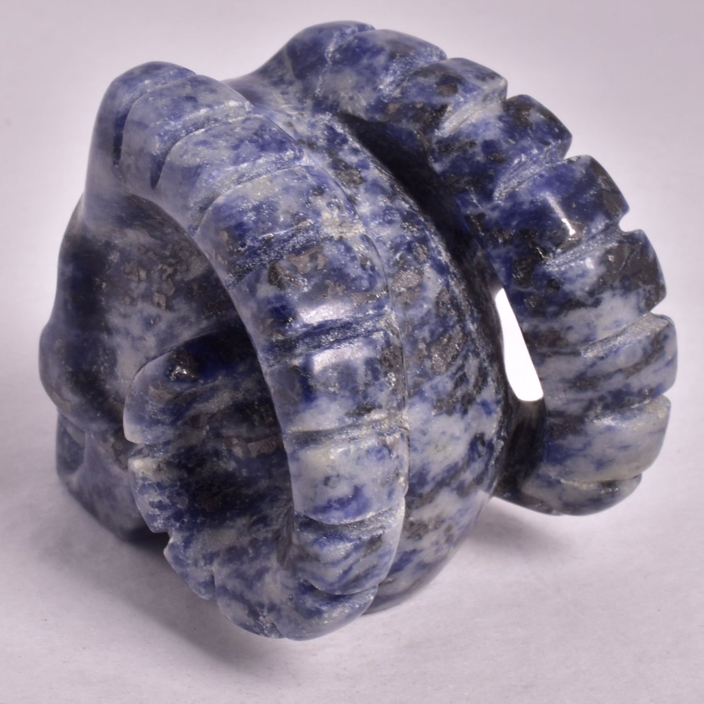 SODALITE SKULL WITH RAM HORNS P831