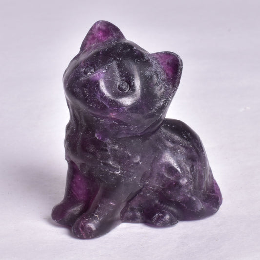 FLUORITE CAT CARVING P640