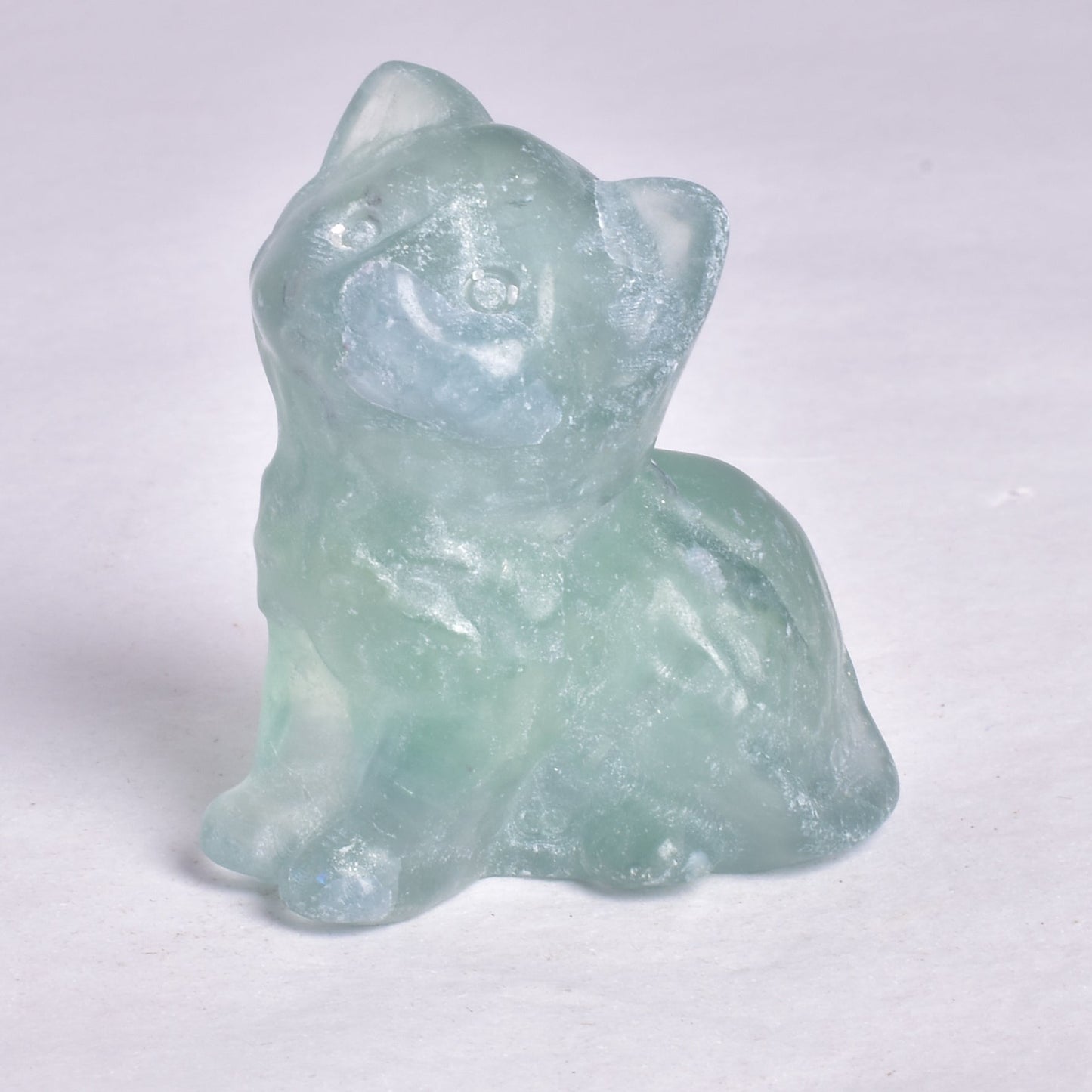FLUORITE CAT CARVING P642