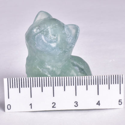 FLUORITE CAT CARVING P642