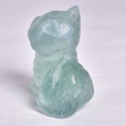 FLUORITE CAT CARVING P642