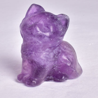 FLUORITE CAT CARVING P653