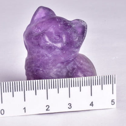 FLUORITE CAT CARVING P653
