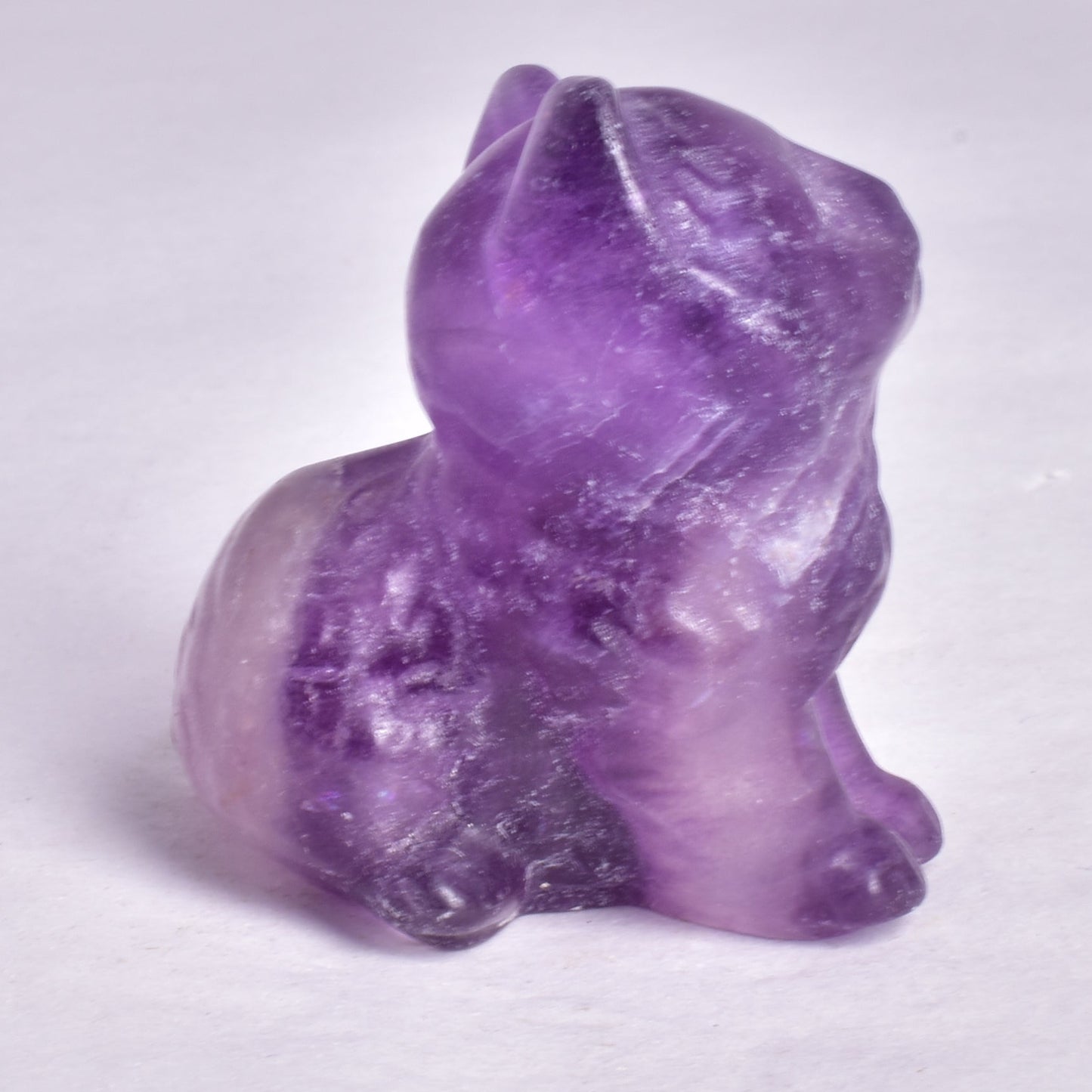 FLUORITE CAT CARVING P653