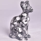FOSSIL MARBLE SPHYNX CAT CARVING P658