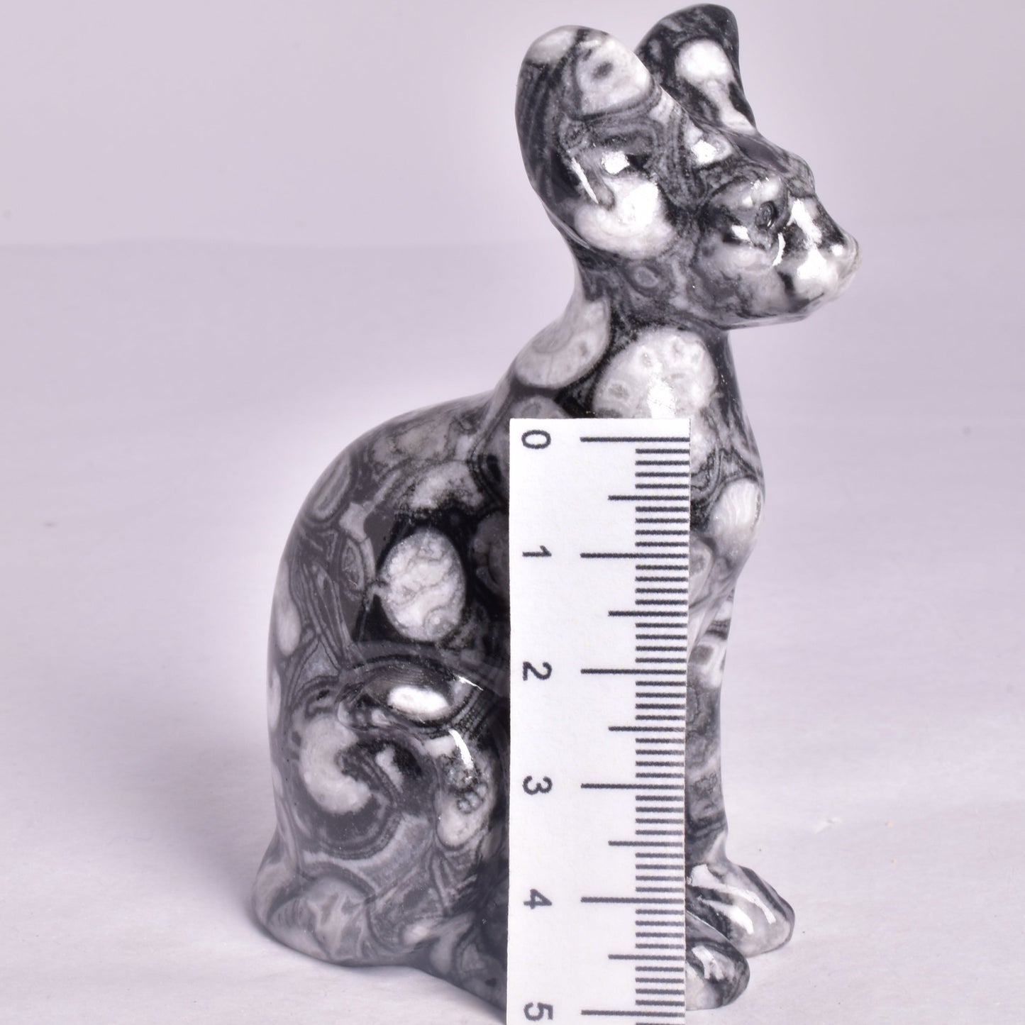 FOSSIL MARBLE SPHYNX CAT CARVING P800