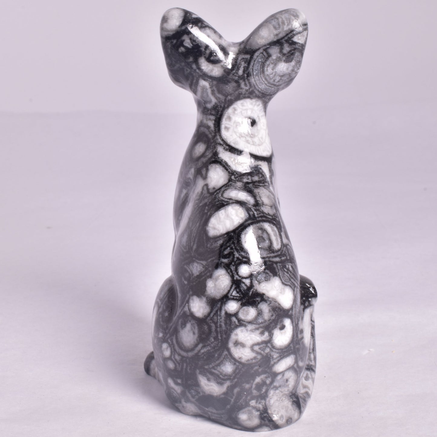 FOSSIL MARBLE SPHYNX CAT CARVING P800