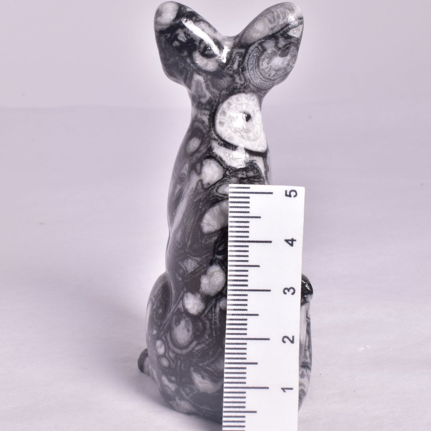 FOSSIL MARBLE SPHYNX CAT CARVING P800