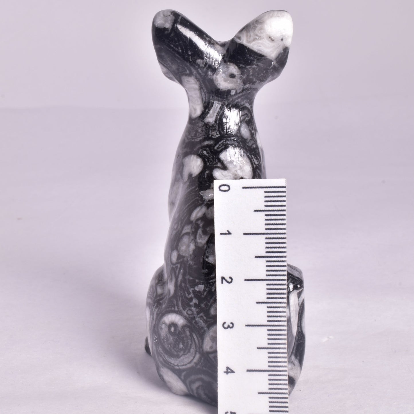 FOSSIL MARBLE SPHYNX CAT CARVING P801