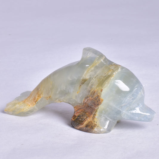 BLUE ONYX CRYSTAL DOLPHIN CARVING 7 cm P803