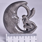 SILVER SHEEN OBSIDIAN FAIRY MOON CARVING P253