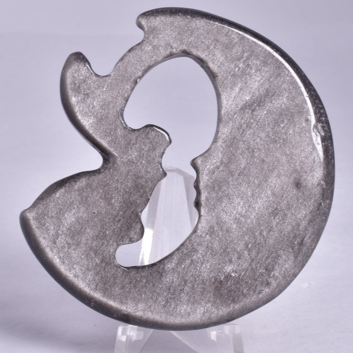 SILVER SHEEN OBSIDIAN FAIRY MOON CARVING P253