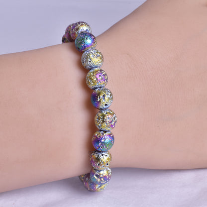 TITANIUM LAVE STONE BEADED BRACELET J131