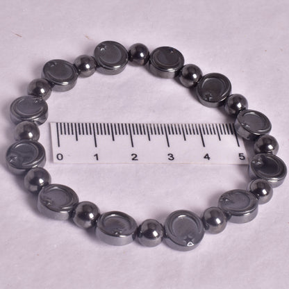 HEMATITE MOON STAR BEADED BRACELET J156