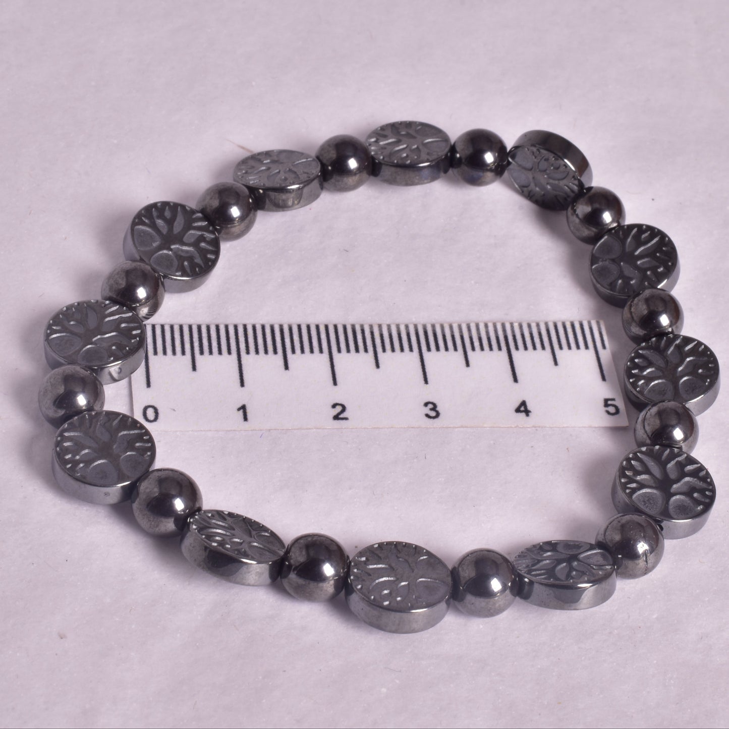 HEMATITE TREE OF LIFE BEADED BRACELET J158