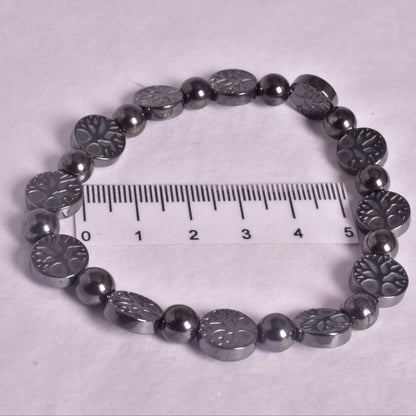 HEMATITE TREE OF LIFE BEADED BRACELET J158