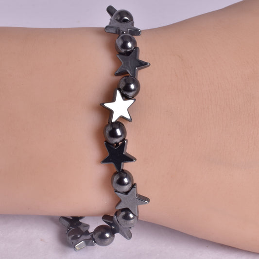 HEMATITE STAR BEADED BRACELET J163
