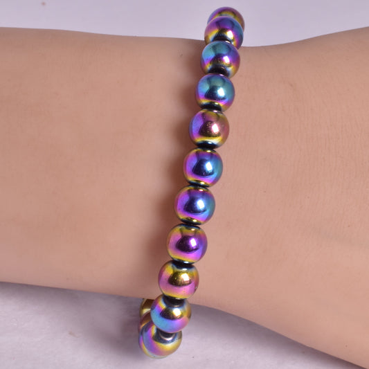 HEMATITE RAINBOW BEADED BRACELET J164