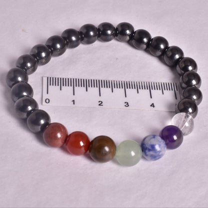HEMATITE and CHAKRA BEADED BRACELET J171