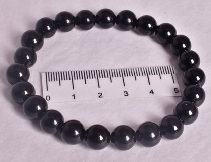 BLACK OBSIDIAN BEADED BRACELET J174