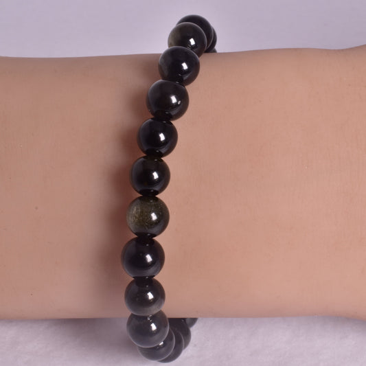 GOLD SHEEN OBSIDIAN BEADED BRACELET J176