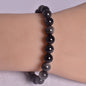 SILVER SHEEN OBSIDIAN BEADED BRACELET J175