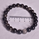 SILVER SHEEN OBSIDIAN BEADED BRACELET J175