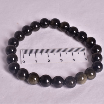 GOLD SHEEN OBSIDIAN BEADED BRACELET J176