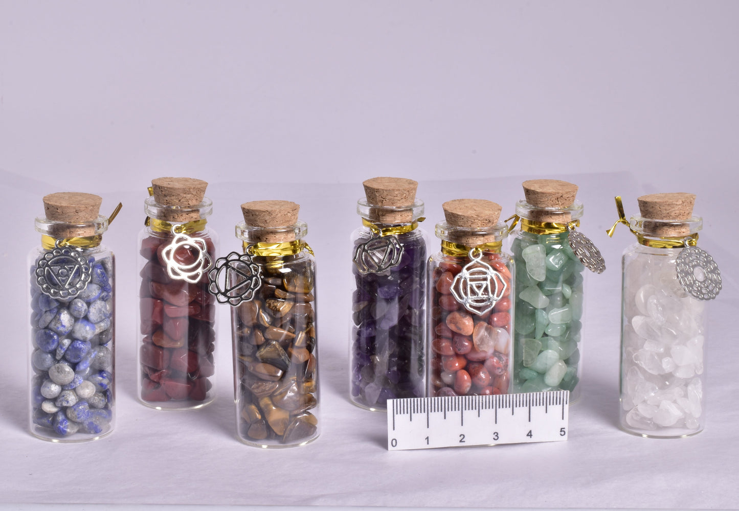 CHAKRA SET of 7 CRYSTALS IN A BOTTLE P2016