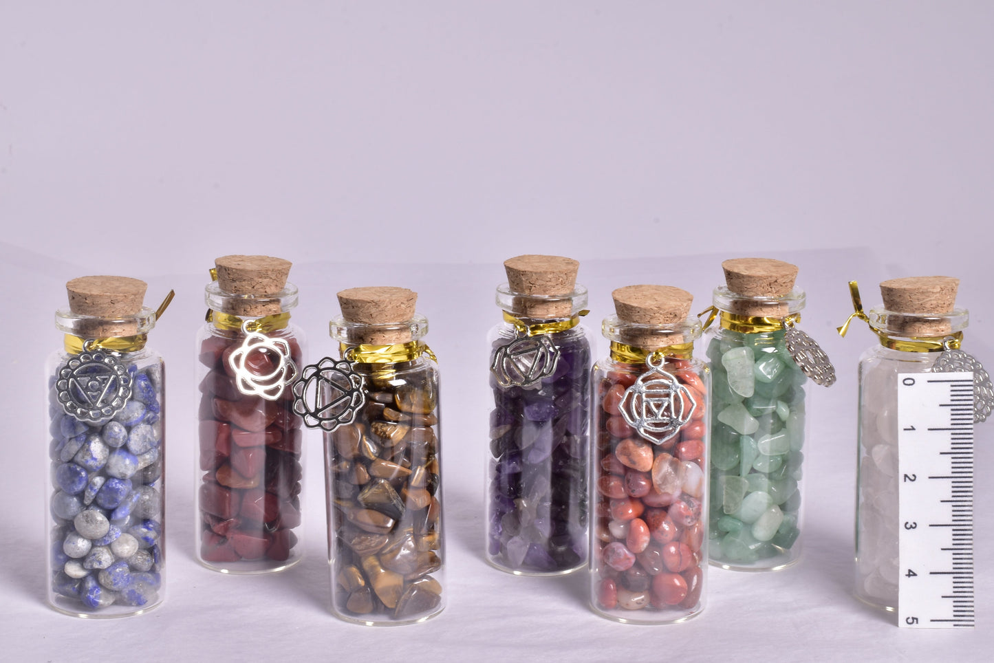 CHAKRA SET of 7 CRYSTALS IN A BOTTLE P2016