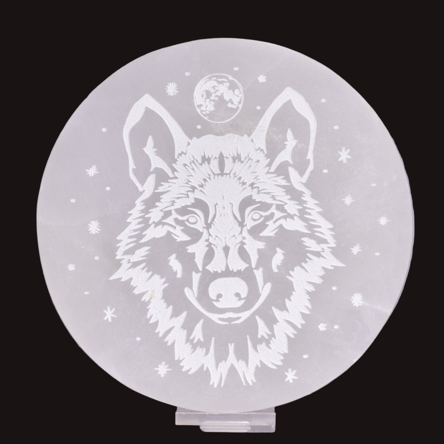 SELENITE ROUND WOLF CHARGING PLATE SE37