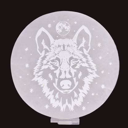SELENITE ROUND WOLF CHARGING PLATE SE37