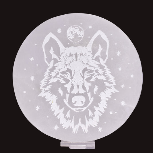 SELENITE ROUND WOLF CHARGING PLATE SE37