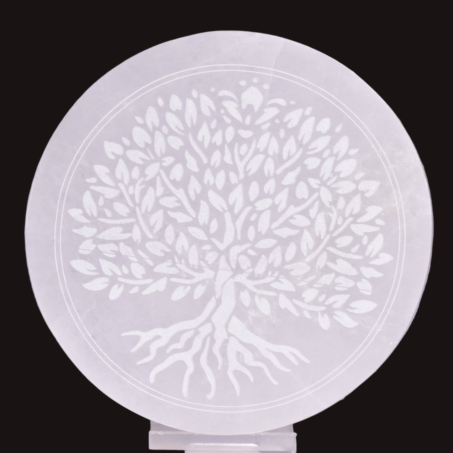 SELENITE TREE OF LIFE ROUND CHARGING PLATE SE6