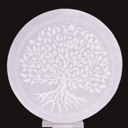 SELENITE TREE OF LIFE ROUND CHARGING PLATE SE6