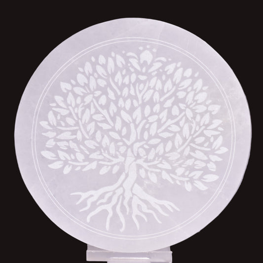 SELENITE TREE OF LIFE ROUND CHARGING PLATE SE6