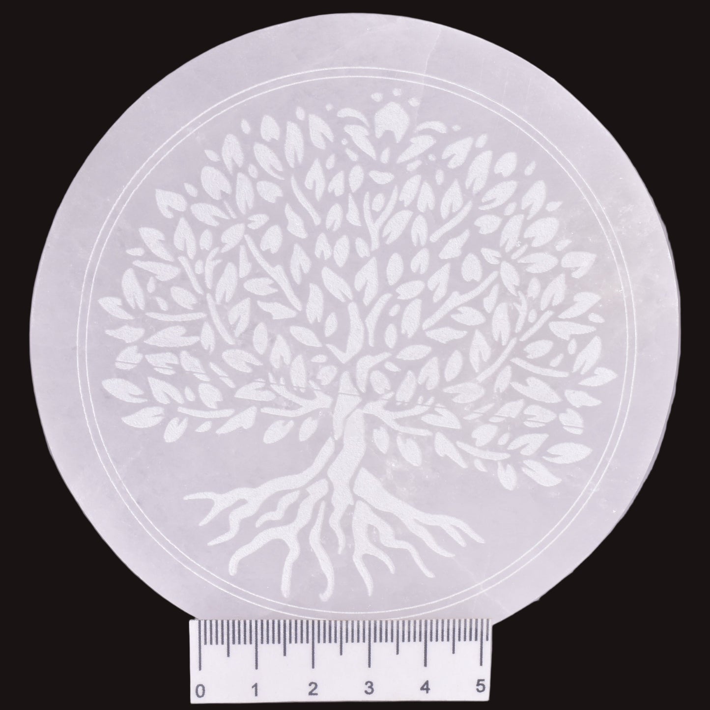SELENITE TREE OF LIFE ROUND CHARGING PLATE SE6